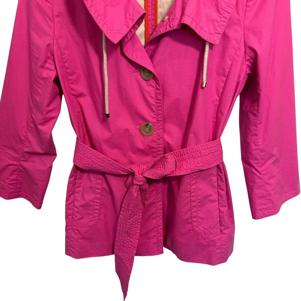 J Crew Pink Lightweight Belted Short Trench Coat Jacket Women Size 4 - Picture 4 of 10